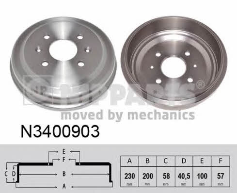 Nipparts N3400903 Rear brake drum N3400903: Buy near me in Poland at 2407.PL - Good price!
