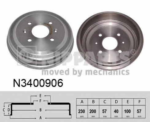 Nipparts N3400906 Rear brake drum N3400906: Buy near me in Poland at 2407.PL - Good price!