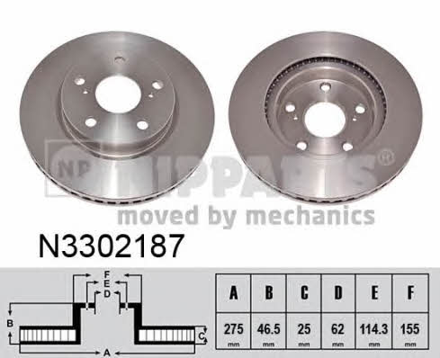 Nipparts N3302187 Front brake disc ventilated N3302187: Buy near me in Poland at 2407.PL - Good price!
