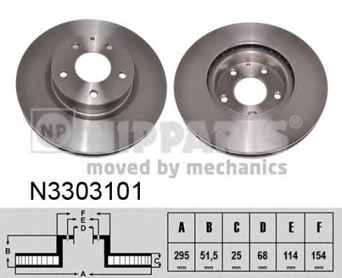 Nipparts N3303101 Front brake disc ventilated N3303101: Buy near me in Poland at 2407.PL - Good price!