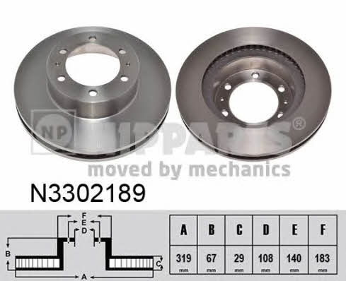 Nipparts N3302189 Front brake disc ventilated N3302189: Buy near me in Poland at 2407.PL - Good price!