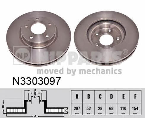 Nipparts N3303097 Front brake disc ventilated N3303097: Buy near me in Poland at 2407.PL - Good price!