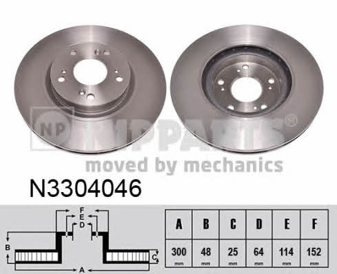 Nipparts N3304046 Тормозной диск передний вентилируемый N3304046: Отличная цена - Купить в Польше на 2407.PL!