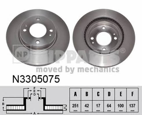 Nipparts N3305075 Front brake disc ventilated N3305075: Buy near me in Poland at 2407.PL - Good price!
