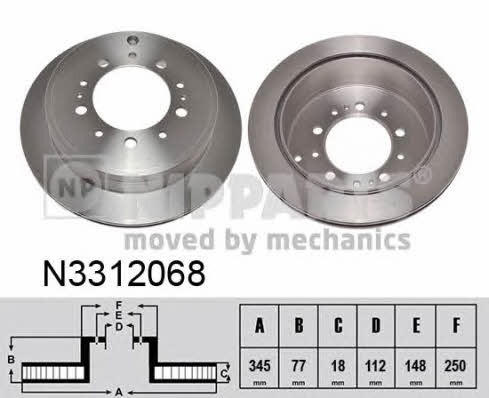 Nipparts N3312068 Rear ventilated brake disc N3312068: Buy near me in Poland at 2407.PL - Good price!