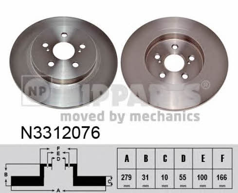 Nipparts N3312076 Tarcza hamulcowa tylna, niewentylowana N3312076: Dobra cena w Polsce na 2407.PL - Kup Teraz!