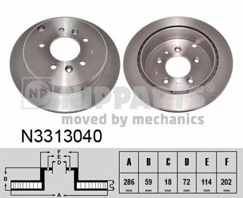 Nipparts N3313040 Диск гальмівний задній вентильований N3313040: Приваблива ціна - Купити у Польщі на 2407.PL!