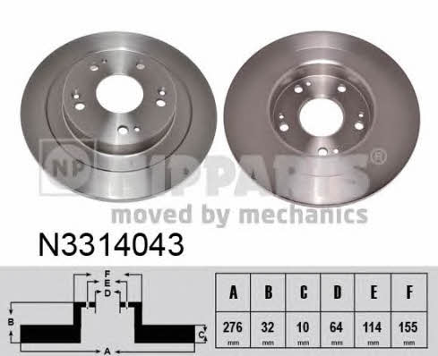 Nipparts N3314043 Тормозной диск задний невентилируемый N3314043: Отличная цена - Купить в Польше на 2407.PL!