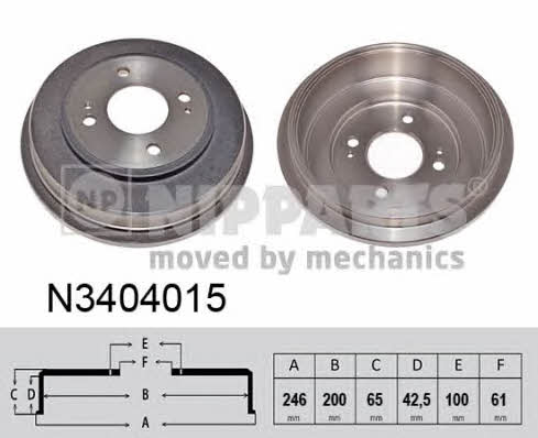 Nipparts N3404015 Rear brake drum N3404015: Buy near me in Poland at 2407.PL - Good price!