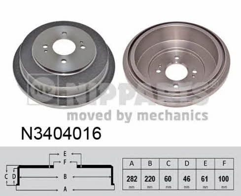 Nipparts N3404016 Rear brake drum N3404016: Buy near me in Poland at 2407.PL - Good price!