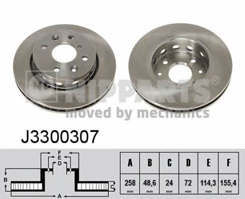 Nipparts J3300307 Front brake disc ventilated J3300307: Buy near me in Poland at 2407.PL - Good price!