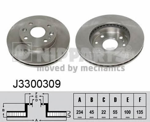 Nipparts J3300309 Front brake disc ventilated J3300309: Buy near me in Poland at 2407.PL - Good price!