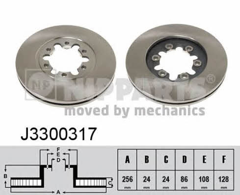 Nipparts J3300317 Front brake disc ventilated J3300317: Buy near me in Poland at 2407.PL - Good price!