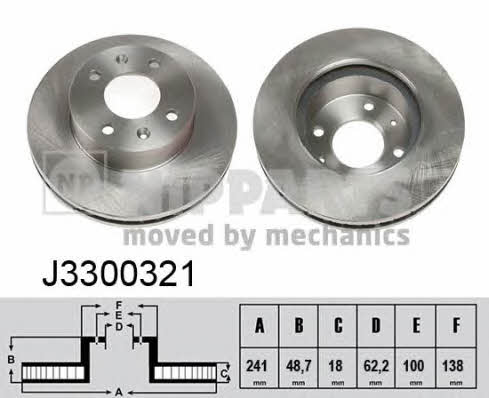 Nipparts J3300321 Front brake disc ventilated J3300321: Buy near me in Poland at 2407.PL - Good price!