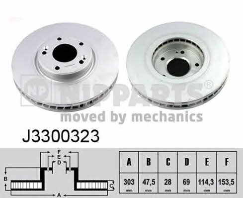 Nipparts J3300323 Диск гальмівний передній вентильований J3300323: Приваблива ціна - Купити у Польщі на 2407.PL!