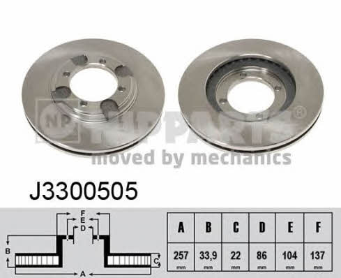 Nipparts J3300505 Front brake disc ventilated J3300505: Buy near me in Poland at 2407.PL - Good price!
