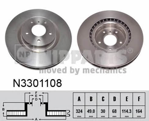 Nipparts N3301108 Тормозной диск передний вентилируемый N3301108: Отличная цена - Купить в Польше на 2407.PL!