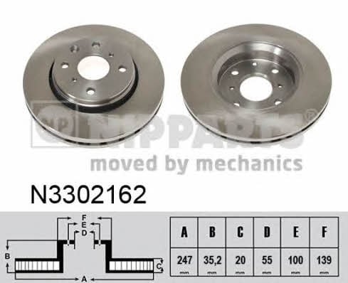 Nipparts N3302162 Front brake disc ventilated N3302162: Buy near me at 2407.PL in Poland at an Affordable price!