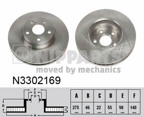 Nipparts N3302169 Front brake disc ventilated N3302169: Buy near me in Poland at 2407.PL - Good price!