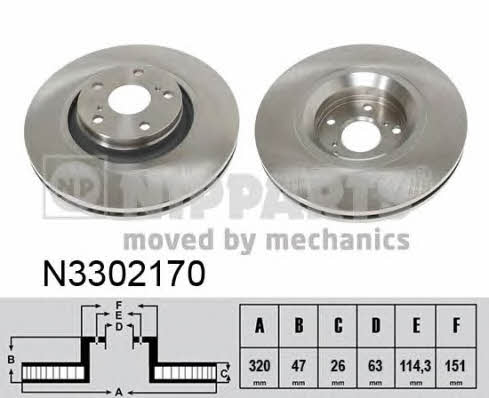 Nipparts N3302170 Front brake disc ventilated N3302170: Buy near me in Poland at 2407.PL - Good price!