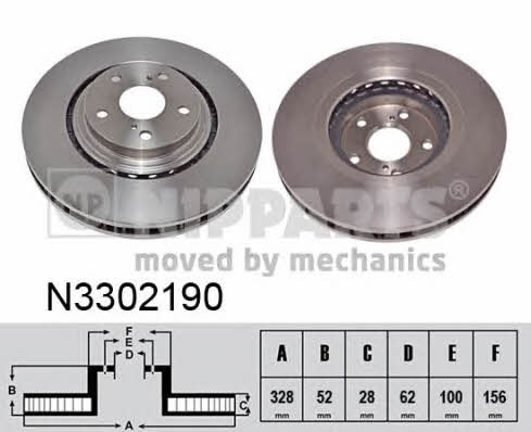 Nipparts N3302190 Front brake disc ventilated N3302190: Buy near me in Poland at 2407.PL - Good price!