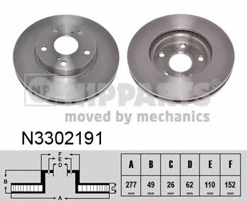 Nipparts N3302191 Front brake disc ventilated N3302191: Buy near me in Poland at 2407.PL - Good price!