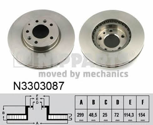 Nipparts N3303087 Front brake disc ventilated N3303087: Buy near me in Poland at 2407.PL - Good price!