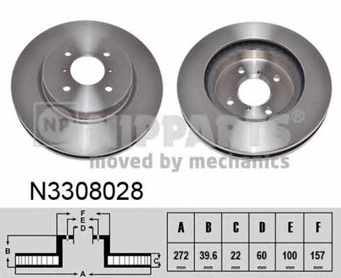 Nipparts N3308028 Front brake disc ventilated N3308028: Buy near me in Poland at 2407.PL - Good price!