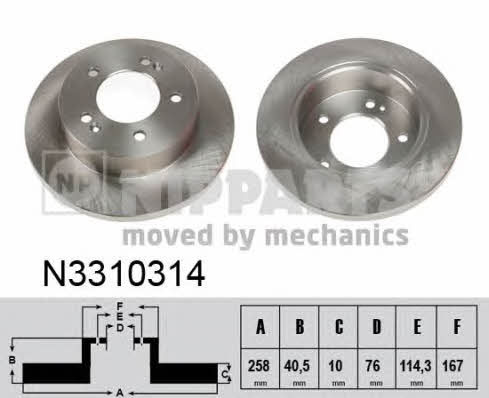 Nipparts N3310314 Rear brake disc, non-ventilated N3310314: Buy near me in Poland at 2407.PL - Good price!