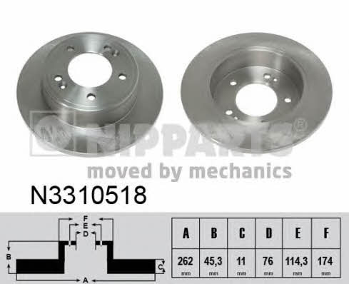 Nipparts N3310518 Тормозной диск задний невентилируемый N3310518: Отличная цена - Купить в Польше на 2407.PL!