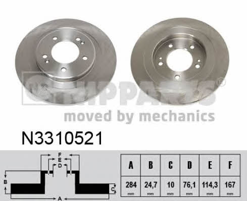 Nipparts N3310521 Тормозной диск задний невентилируемый N3310521: Отличная цена - Купить в Польше на 2407.PL!