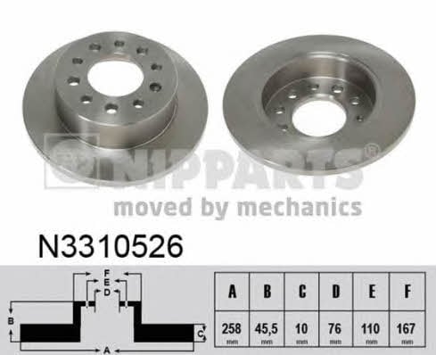 Nipparts N3310526 Rear brake disc, non-ventilated N3310526: Buy near me in Poland at 2407.PL - Good price!