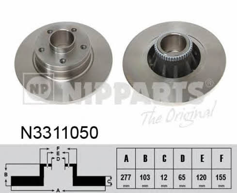 Nipparts N3311050 Rear brake disc, non-ventilated N3311050: Buy near me in Poland at 2407.PL - Good price!