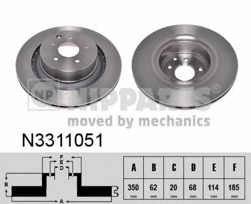 Nipparts N3311051 Rear ventilated brake disc N3311051: Buy near me in Poland at 2407.PL - Good price!