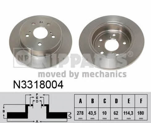 Nipparts N3318004 Rear brake disc, non-ventilated N3318004: Buy near me in Poland at 2407.PL - Good price!