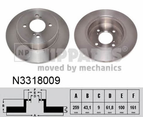 Nipparts N3318009 Тормозной диск задний невентилируемый N3318009: Отличная цена - Купить в Польше на 2407.PL!