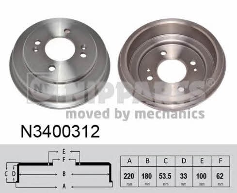 Nipparts N3400312 Rear brake drum N3400312: Buy near me in Poland at 2407.PL - Good price!