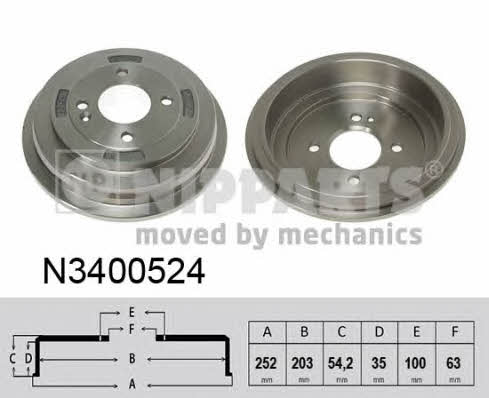 Nipparts N3400524 Rear brake drum N3400524: Buy near me at 2407.PL in Poland at an Affordable price!