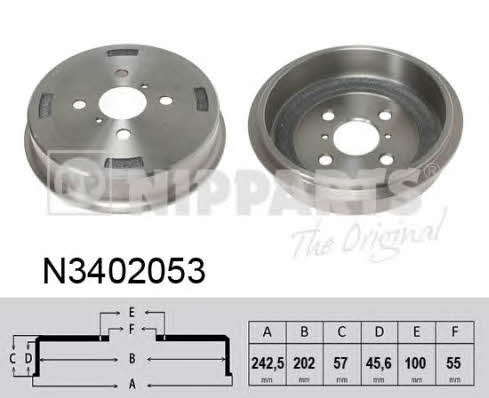 Nipparts N3402053 Rear brake drum N3402053: Buy near me in Poland at 2407.PL - Good price!