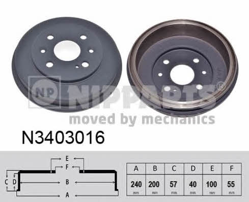 Nipparts N3403016 Rear brake drum N3403016: Buy near me in Poland at 2407.PL - Good price!