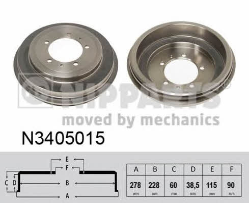 Nipparts N3405015 Rear brake drum N3405015: Buy near me in Poland at 2407.PL - Good price!