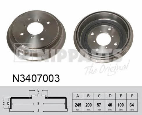 Nipparts N3407003 Rear brake drum N3407003: Buy near me at 2407.PL in Poland at an Affordable price!