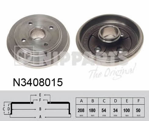 Nipparts N3408015 Rear brake drum N3408015: Buy near me in Poland at 2407.PL - Good price!