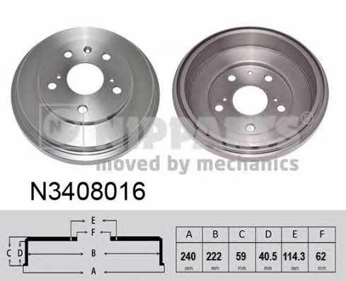 Nipparts N3408016 Rear brake drum N3408016: Buy near me in Poland at 2407.PL - Good price!