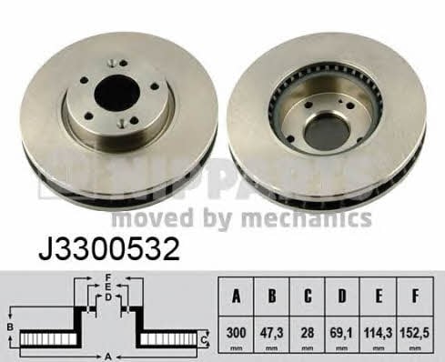 Nipparts J3300532 Диск гальмівний передній вентильований J3300532: Приваблива ціна - Купити у Польщі на 2407.PL!