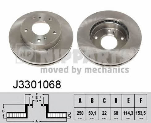 Nipparts J3301068 Front brake disc ventilated J3301068: Buy near me in Poland at 2407.PL - Good price!
