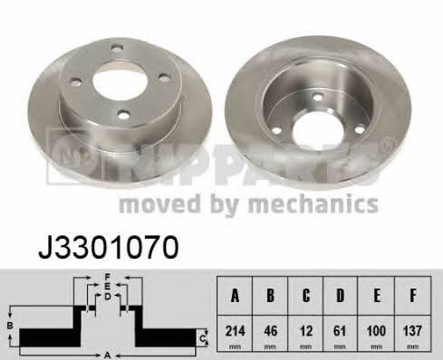 Nipparts J3301070 Unventilated front brake disc J3301070: Buy near me in Poland at 2407.PL - Good price!