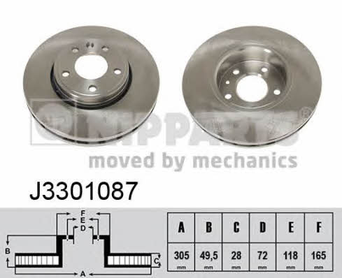 Nipparts J3301087 Front brake disc ventilated J3301087: Buy near me in Poland at 2407.PL - Good price!