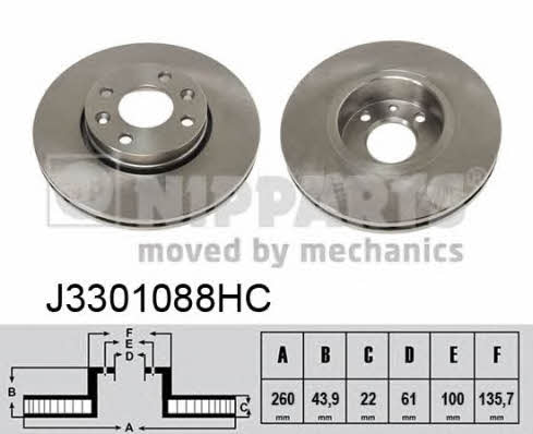 Nipparts J3301088HC Front brake disc ventilated J3301088HC: Buy near me in Poland at 2407.PL - Good price!