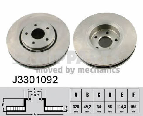 Front brake disc ventilated Nipparts J3301092